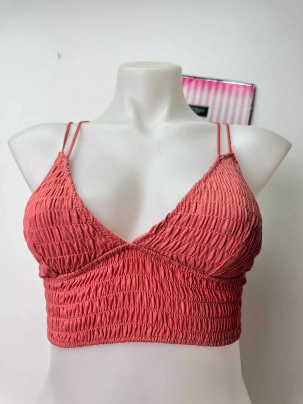 Victoria's Secret Coral Pink Smocked Bralette Sz Small NWT